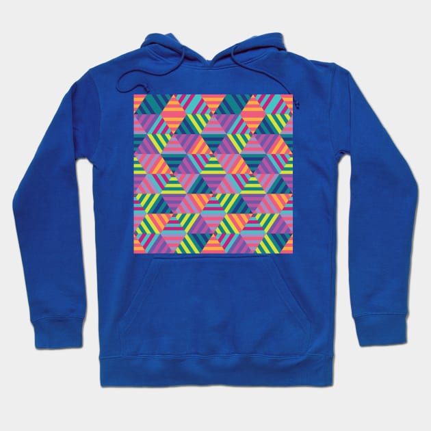 Retro Colorful Hexagons Hoodie by Carolina Díaz